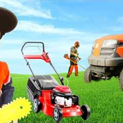 Lawn mowers leaf blower weed wacker for Kids Video | fire truck, garbage lorry, blippi toys | min