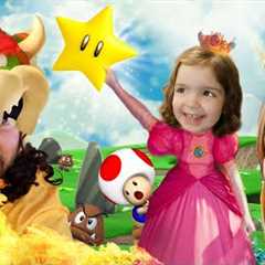 Adley & Navey vs BOWSER DAD!!  Mini game battle for stars at Clair's Real Life Mario Party..