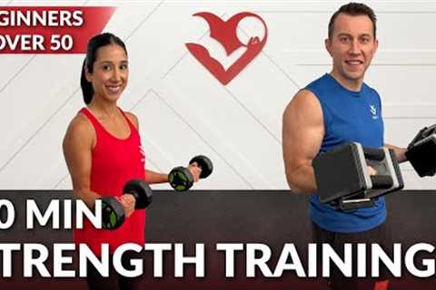 30 Min Strength Training at Home for Beginners &amp; Over 50 - Dumbbell Full Body Beginner Workout..