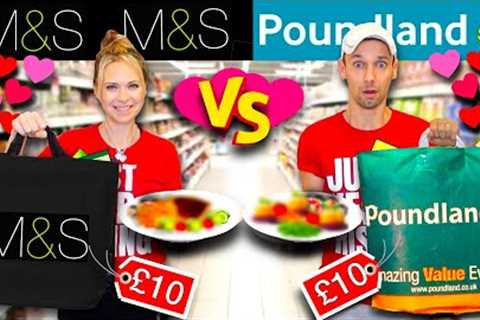 Who can BUY &amp; COOK the best VALENTINE'S MEAL? With ONLY £10 💕 Poundland vs M&amp;S food