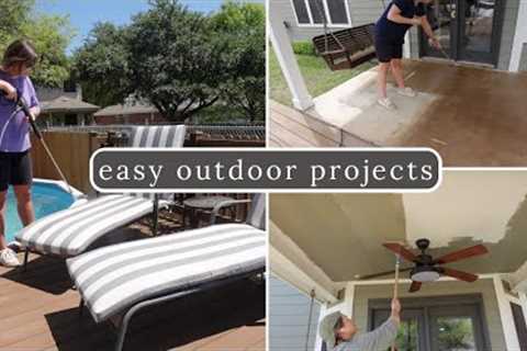 EASY OUTDOOR PROJECTS | CONCRETE STAINING | PRESSURE WASHING + PAINTING