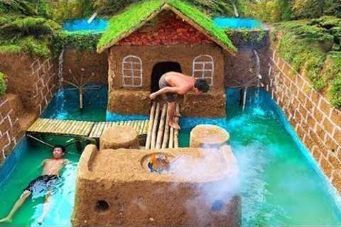 Build Swimming Pool Around The Most Beautiful Underground House With Ancient Skills
