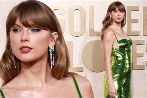 Taylor Swift SHIMMERS in Green at Golden Globes