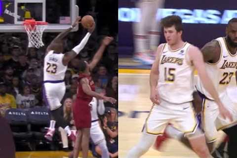 Austin Reaves lobs to Lebron James for the sky walker dunk