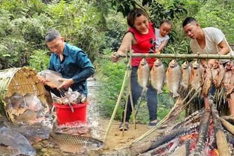 Process of catching stream fish - Making smoked fish and preserving | cooking - Daily life