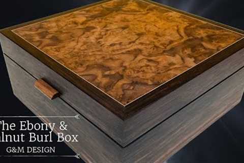 Ebony jewelry Box with Walnut Burl Veneer &amp; Wooden Hinge | Woodworking