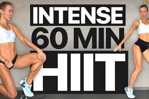 60 MIN WEIGHT LOSS &amp; FAT BURN CARDIO HIIT Workout | At Home [🔥Up To 1000 Calories ]