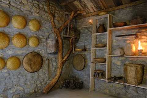 Duong's FINISHING the Interior In the Off Grid Tiny Cabin | Stone cabin in the mountains