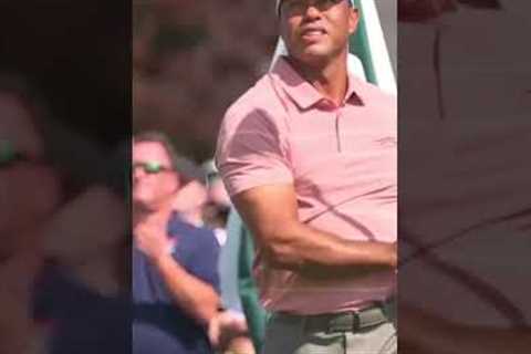 Tiger Woods hits his opening tee shot at the 88th Masters Tournament.