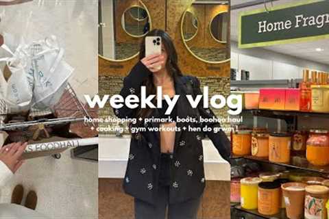 WEEKLY VLOG: home shopping + primark, boots, boohoo haul + cooking + gym workouts + hen do grwm !