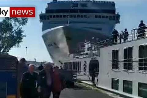 Cruise ship crashes into dock and tourist boat in Venice