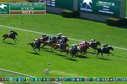 Horse Racing: Cameo Performance Wins $100K MSW. Full Race 3 Keenland Sun. April 14, 2024.