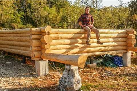 Building My First Full-Scribe LOG CABIN With Hand Tools Only | Off Grid | One Man | Cooking | EP 12