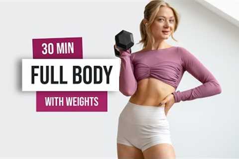 30 MIN FULL BODY BURN WITH WEIGHTS - HIIT With Dumbbells - No Repeat, Home Workout