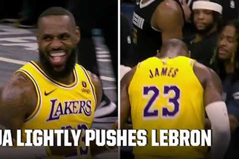 Ja Morant pushes LeBron James away after game-sealing dunk 👀 | NBA on ESPN