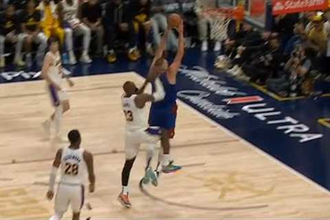 Nikola Jokic throws down dagger dunk with LeBron James trying to chase down block 😳