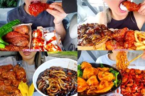 Twilight asmr SPICY JUNK FOOD compilation | Mukbang spicy eating | fast food 🍗🥟🍟