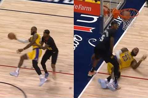 LeBron James somehow hits and-1 while being tackled to the ground by KCP 🤯
