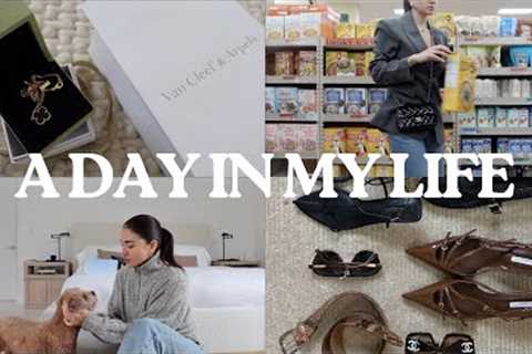 A day in my life ♡ Van Cleef unboxing, work/errands, grocery shopping, coffee shop, designer haul