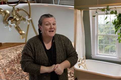 Found an amazing antique furniture set &amp; the bathroom gets the clawfoot tub accent design! +..