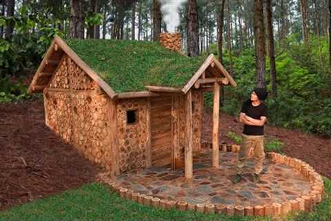 Craft Woodworking to Build an Underground Log Cabin to Survive in the Wild, Catch and Cook
