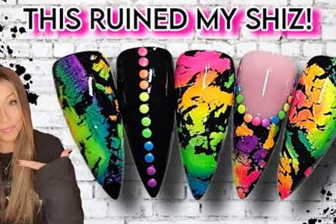 🌈 Cracked Pigment Nail Art Design | Rainbow Nails | Neon Graffiti | Bright Summer Easy | Miss Jo's