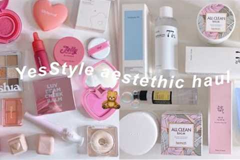 Relaxing Korean skincare and makeup haul 🧸🫧 YesStyle unboxing clean girl aesthetic