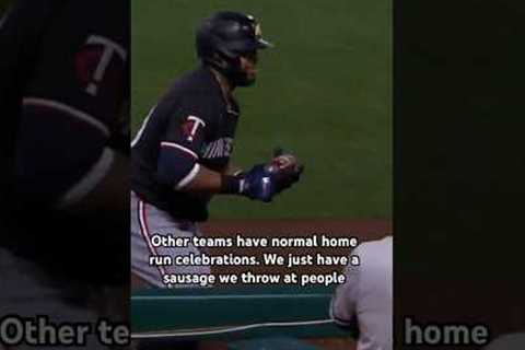 Home run sausage? Okay 🤷‍♀️ #baseball #twins #mlbhighlights #mlb