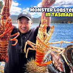 Catching & Cooking GIANT LOBSTER & OYSTERS on a Boat in Tasmania Australia
