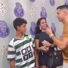 Cristiano Ronaldo jr,Georgina reaction to Cristiano Ronaldo after match interview!!😍🤣🇵🇹