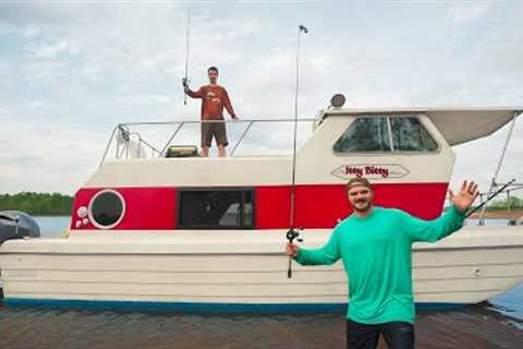 Camping In My Fully Restored Houseboat! (catch n cook)