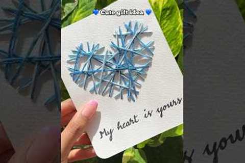 Cute Thread Card idea💙 #shorts #diy #giftideas
