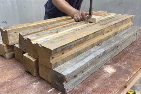 Amazing Pallet Woodworking Project // Build A Unique And Functional Table From Recycled Wood