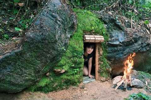 Complete Construction of a Survival Shelter Under a Large Rock, Construction Skills