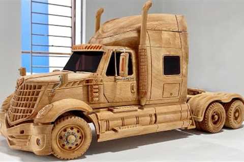 Wood Carving - International Lonestar (Truck) - Woodworking Art