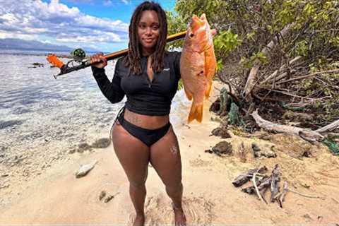FIRST TIME SPEARFISHING IN DEEP WATER - Island Catch &amp; Cook