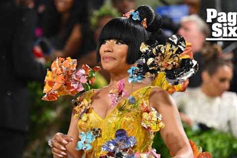 Nicki Minaj blooms in 3D floral minidress and bob hairstyle on the 2024 Met Gala red carpet