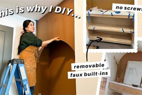 SMALL ENTRYWAY MAKEOVER! BUILT IN ARCH AND SHELVES *removable + renter-friendly*