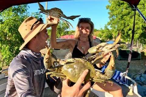 Remote Fishing and Crabbing - Hunting Elusive Barramundi - Catch, Clean and Cook fresh SEAFOOD