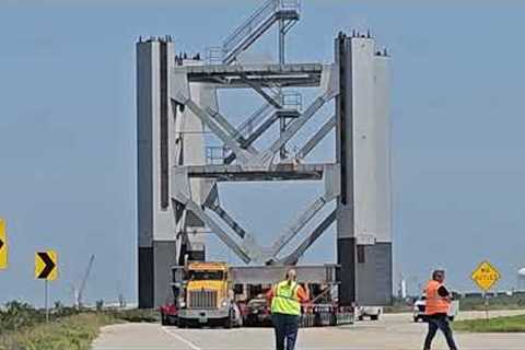SpaceX Starbase Orbital Launch Tower 2 Section Move from Port of Brownsville 4K