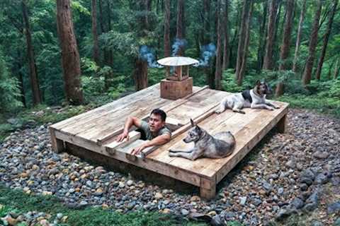 I Built A Stone And Wood Underground Survival Bushcraft Shelter In The Forest | Fireplace, Cooking