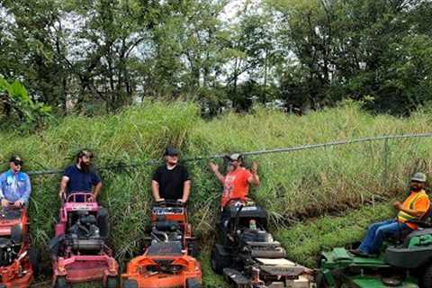 FIVE MOWERS vs a HUGE OVERGROWN LAWN: FREE TRANSFORMATION for the COMMUNITY!