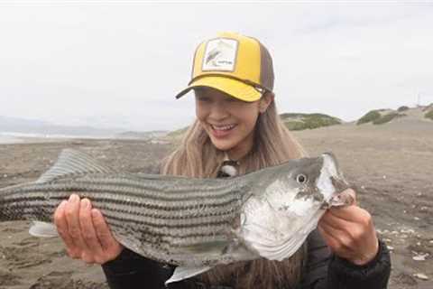 my first surf fish (a BIG one).....catch &amp; cook vlog