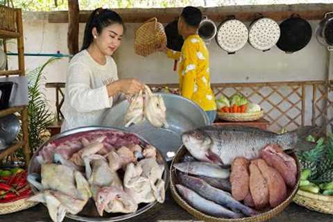  Ocean fish, Chicken and Fish egg recipes  Brother and Sister cook best recipes with country style