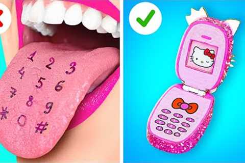 AMAZING DIY KITTY PHONE HACKS FROM CARDBOARD || Creative Parenting Ideas By 123 GO! Series