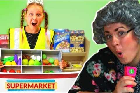 Ruby Pretend Play Shopping for Greedy Granny in Grocery Store Super Market Toys