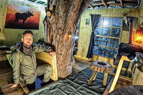 3 DIFFERENT OVERNIGHTS in FOREST Survival Shelters - DUGOUT, TREE HOUSE and LOG CABIN - Wildcamping