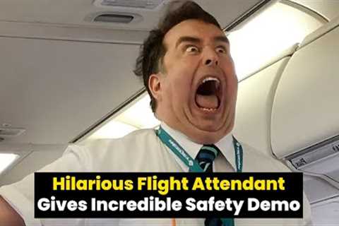 Flight attendant performs funniest safety routine