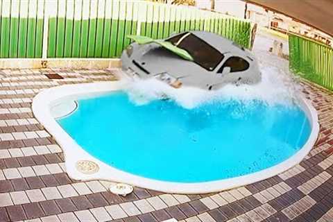 Car Crashes into Pool