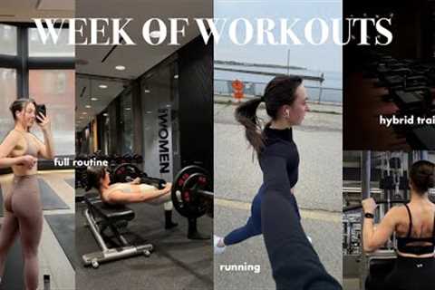 WEEK OF WORKOUTS: hybrid routine, gym, pilates &amp; running | TONE UP how to workout &amp;..